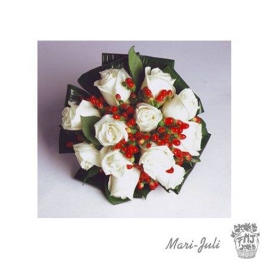Imagen de  Ref.FMJ0071.Ramo de Novia Bouquet en tonos blancos y rojos.