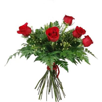 Ref.FMJ00100.Ramo 5 Rosas blancas de tallo 70 cm